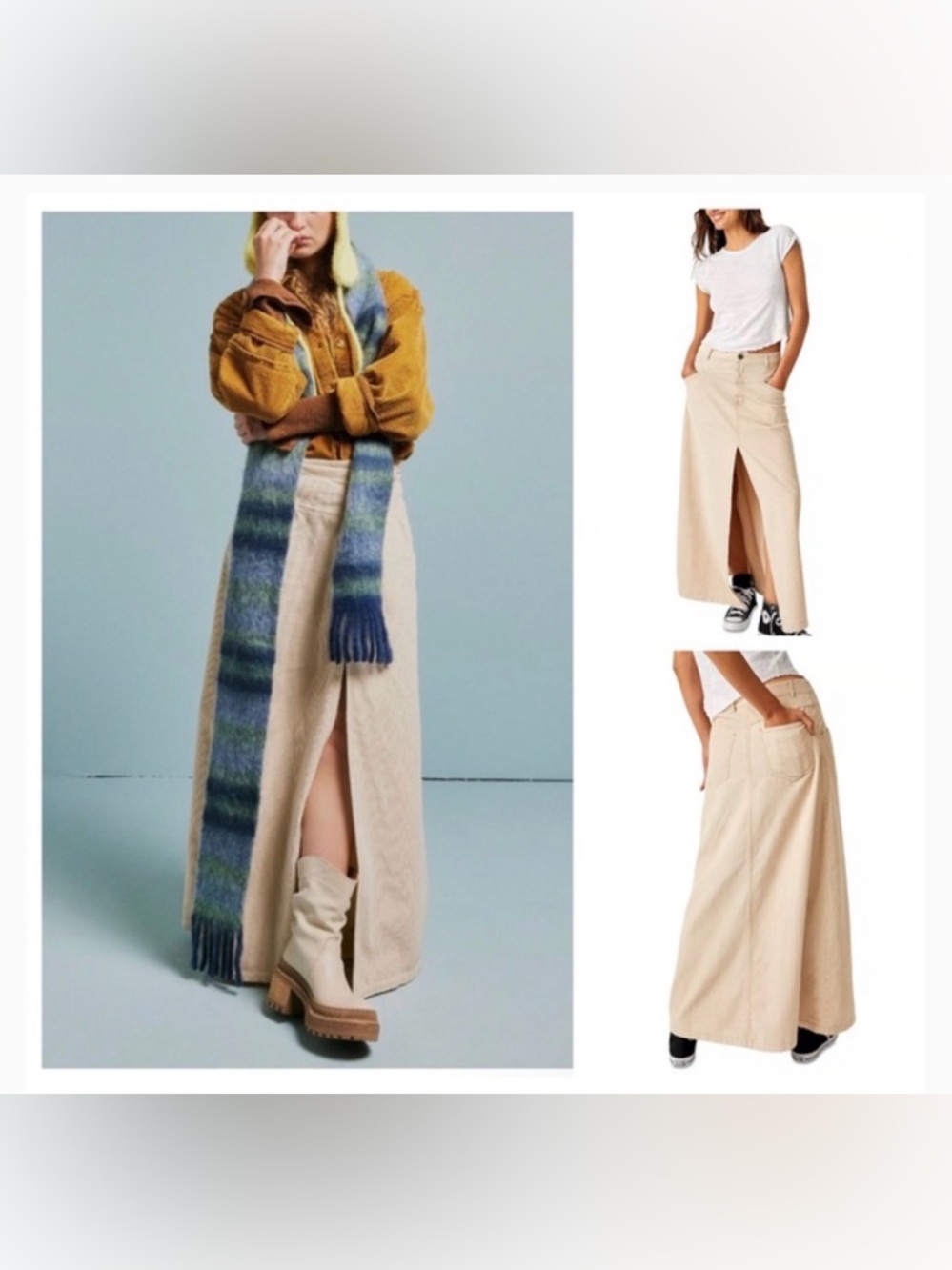 NWT Free People We The Free Come As You Are Corduroy Maxi Skirt in Beechwood
